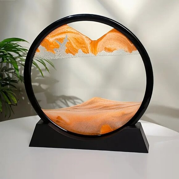 7-inch Marine Art Landscape Sand-Painting Glass Home Decoration Orange - Picture 1 of 2